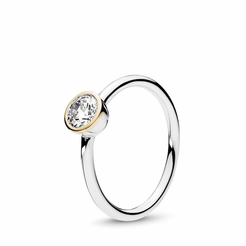 Pandora Petite Circle Stackable Ring Ireland - Two Tone/Cubic Zirconia - 416703TNS